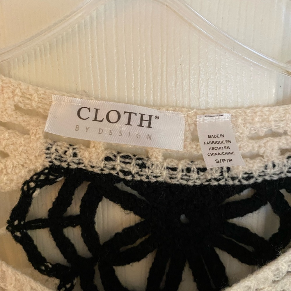 Cloth By Design Black Ivory Crochet Floral Bell Sleeve Top Hippie Boho - Sz S - Picture 5 of 9